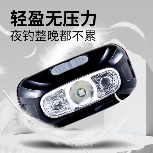 LED強光超亮頭燈續航釣魚感應LED可充電可攜式充電頭戴式