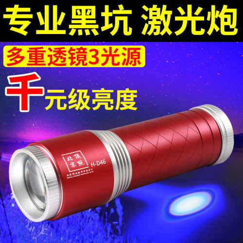 北京頂點雷射砲釣魚燈強光超亮夜釣燈黃藍紫光大功率黑坑野釣D46