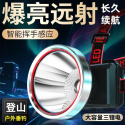 嶢山虎感應式LED高亮度大範圍長續航礦燈鋰電防過充耐用強光頭燈