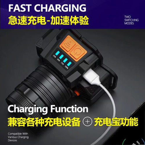 德國進口強光頭燈感應頭燈礦燈USB充電應急智能頭戴式戶外照明手