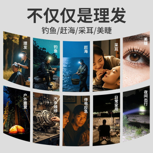 戶外理髮超亮充電感應頭燈超輕頭戴式可攜式戶外理髮照明工具