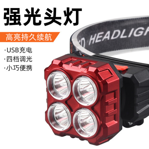 新款LED強光釣魚頭燈戶外騎行USB充電夜跑登山徒步長續航頭燈