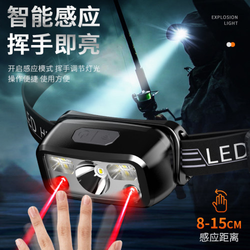 兒童頭燈強光頭戴式超亮充電長續航戶外可攜式露營趕海感應防水