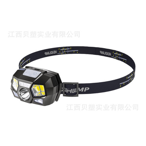 戰術頭盔救援頭燈直接墨魚乾led感應頭燈USB可充電頭戴燈戶外照明