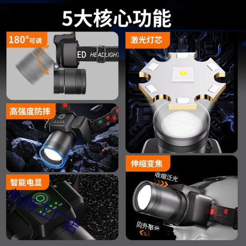 浦爾曼頭燈LED強光超亮充電頭戴式礦燈可變焦釣魚手電筒戶外遠射