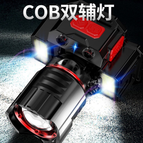 變焦頭燈強光超亮充電防水遠射頭戴米頭戴式手電筒戶外夜釣魚礦燈
