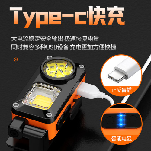 磁吸多功能戶外頭燈LED強光頭燈USB充電夜跑頭戴COB數顯頭燈