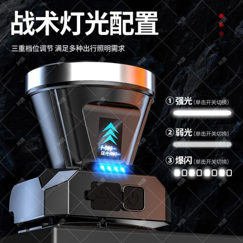 LED頭燈強光可充電防水超亮頭戴式遠射戶外礦燈釣魚手電筒粘蟲板