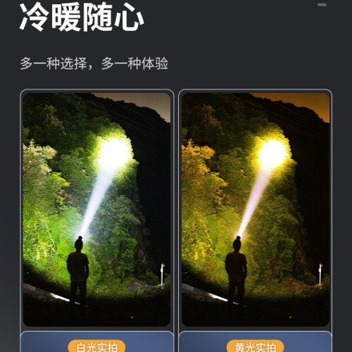 2025新款黃光頭燈強光超亮戶外登山釣魚頭戴式長續航礦燈