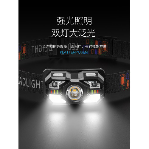 頭燈夜釣魚強光超亮充電頭戴式戶外趕海登山夜爬超長續航感應