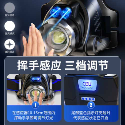 頭燈強光充電超亮超長續航釣魚頭戴式照明感應夜釣手電筒戶外