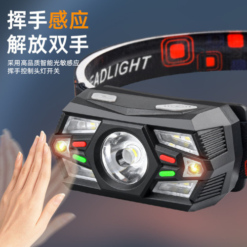 超亮釣魚LED感應頭戴式頭燈超長續航強光戶外遠射充電