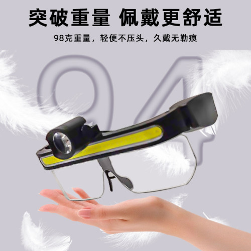 新款LED眼鏡燈USB充電多功能全視角大泛光騎行釣魚LED頭燈