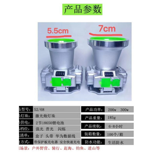 新款鋁合金雷射砲頭燈雷射砲燈珠超亮款戶外專用 頭燈長續航強光