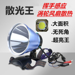 泛光黃光斑光寬亮散光頭戴12v電壓頭燈接電led外電瓶大光頭戴式