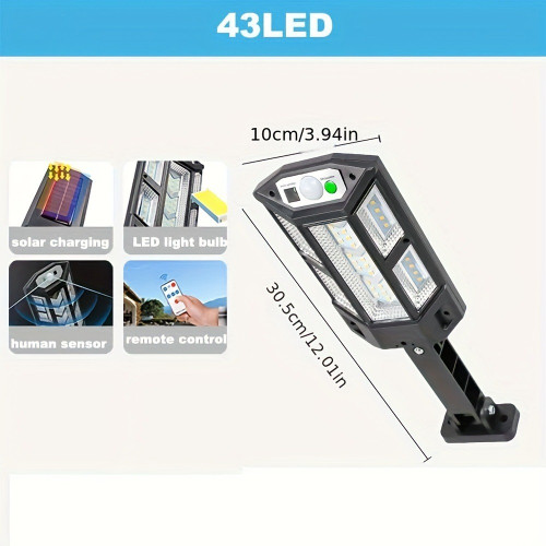 1PC Solar Powered LED WAll Light with Motion Sensor, 6500K
