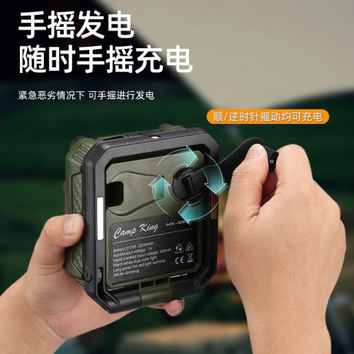 新品戶外露營燈工作燈可攜式充電超亮led手搖髮電投光燈帳篷燈