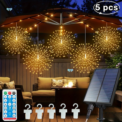 5PCS Solar Firework BAll Lights 450 LED, 8 Modes Dimmable,,