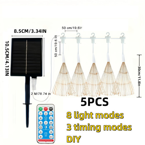 5PCS Solar Firework BAll Lights 450 LED, 8 Modes Dimmable,,