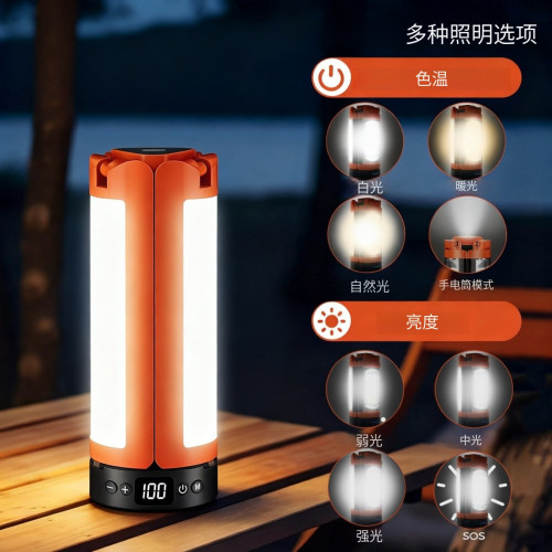 新款led氛圍露營燈可單獨拆卸可攜式帳篷燈戶外充電應急野營燈
