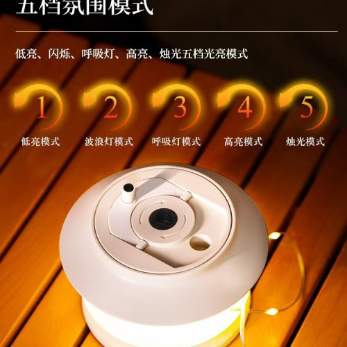 戶外星河露營卷尺燈野營氛圍燈防水可攜式收納串燈營地照明帳篷燈