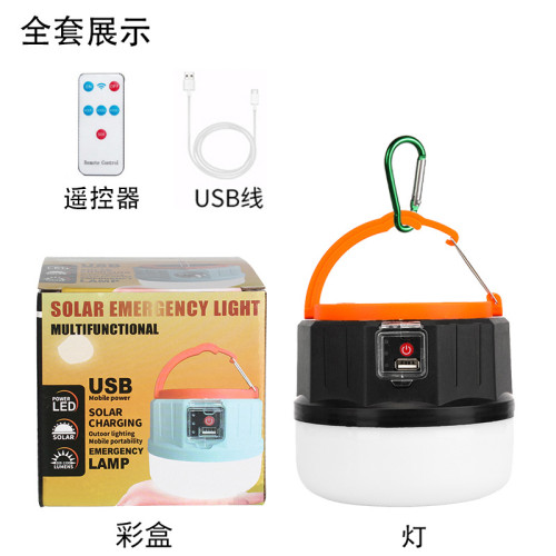 戶外LED太陽能燈新款手提燈USB充電野營燈應急球泡燈露營燈