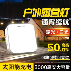 奧克斯太陽能露營燈超亮夜市長續航充電營地掛式照明燈野營帳篷燈