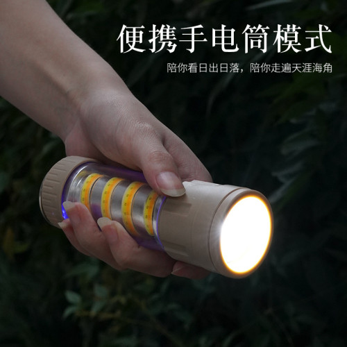 2024新款野營燈戶外照明手電筒擺攤手提燈帳篷燈多功能充電露營燈