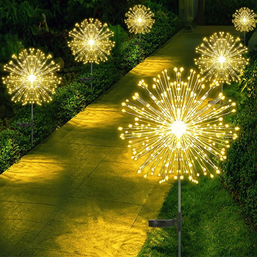 8 Pack Solar Firework Stake Lights, Outdoor Garden Decor,