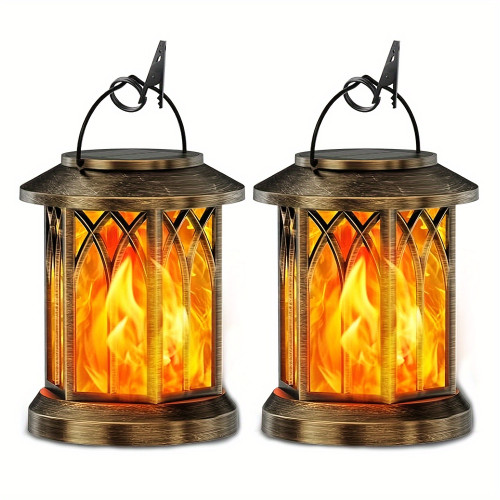 Hanging Solar Lanterns Lights Outdoor, Flickering Flames