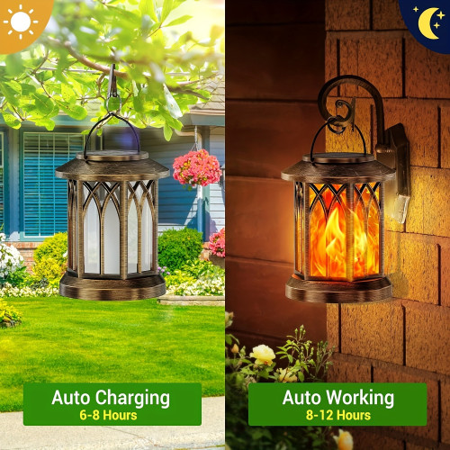 Hanging Solar Lanterns Lights Outdoor, Flickering Flames