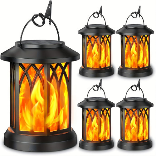 Hanging Solar Lanterns Lights Outdoor, Flickering Flames