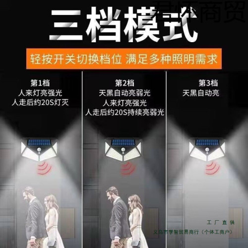 太陽能庭院燈超亮壁燈照明家用戶外人體感應燈天黑自動亮防水路燈