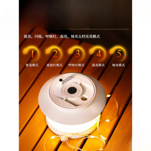新款營地露營卷尺燈 充電戶外帳篷氛圍燈七彩串燈帶收納盒