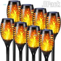 8 Pack Solar Torch Lights Outdoor, Dancing Flickering Flame