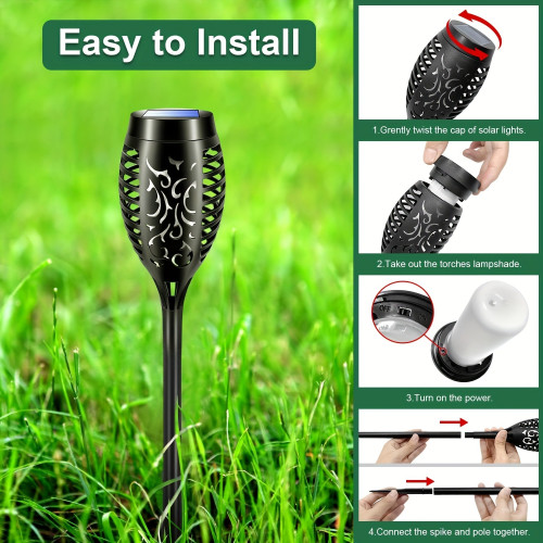 8 Pack Solar Torch Lights Outdoor, Dancing Flickering Flame
