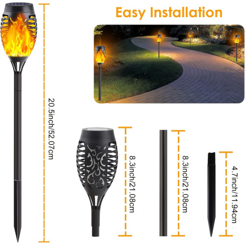 8 Pack Solar Torch Lights Outdoor, Dancing Flickering Flame