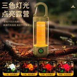 新款多功能戶外野營燈 可攜式強光手電筒充電迷你復古露營氛圍燈