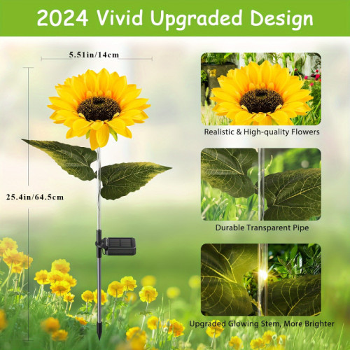 2026新款4包太陽能花園燈向日葵戶外太陽能燈