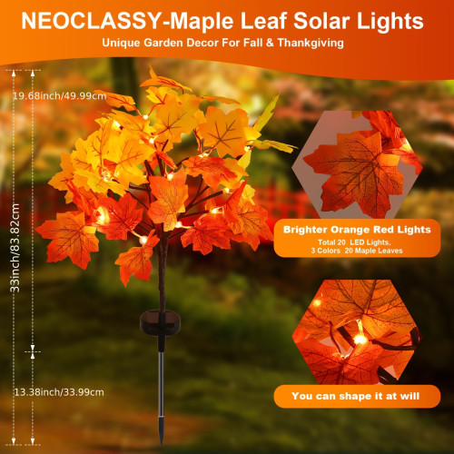 2 Pack/4 Pack Solar FAll Lights for Outdoors, Autumn