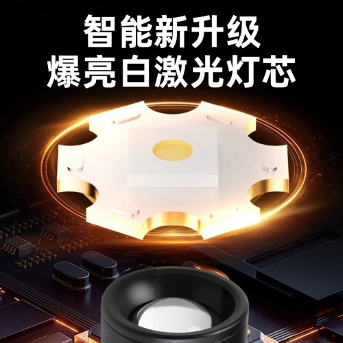 新款戶外強光多功能探照燈帶掛鉤露營燈Type-C充電白雷射手電筒
