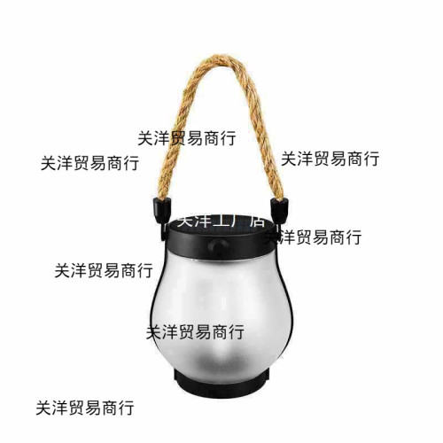新款太陽能麻繩火焰燈懸掛戶外野營燈充電庭院裝飾多功能照