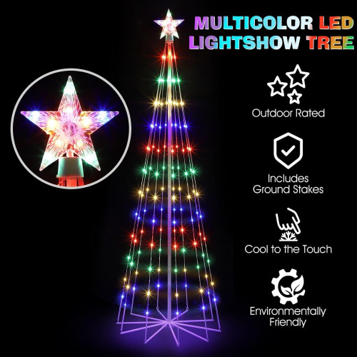 6' Multicolor LED Animated Outdoor Christmas Tree Lightshow