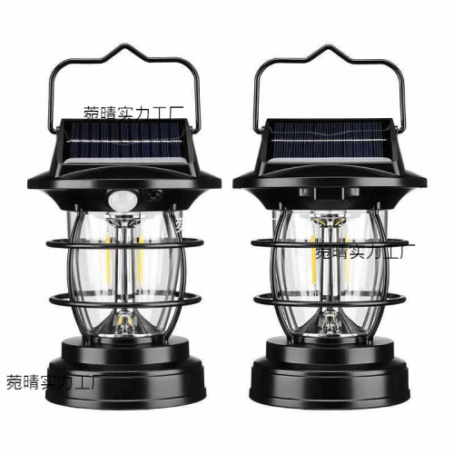 新款7809太陽能露營燈戶外防水庭院燈Type-c充電家用可戶外野營燈