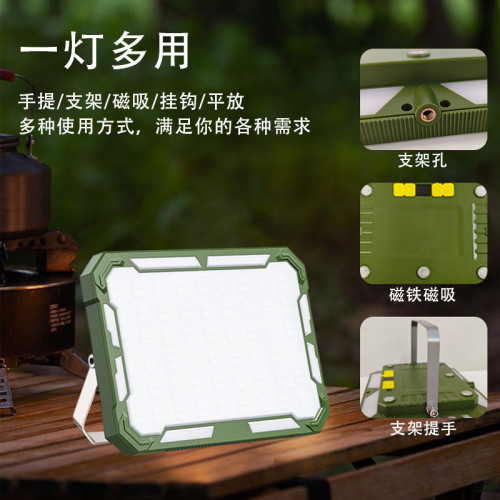 多功能戶外露營燈三色光可攜式手提泛光燈超長續航應急擺攤工作燈