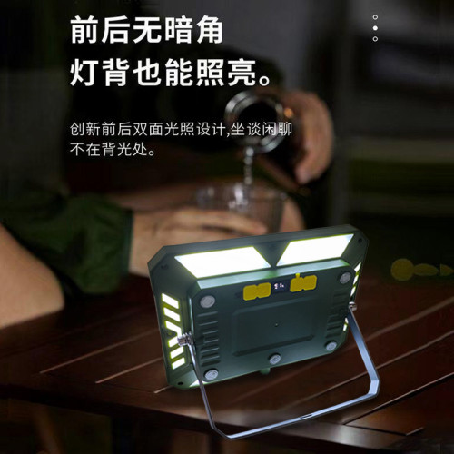 多功能戶外露營燈三色光可攜式手提泛光燈超長續航應急擺攤工作燈