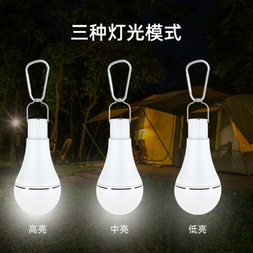 USB充電燈泡戶外露營燈小夜燈手提燈四擋調光SOS爆閃庭院照明燈
