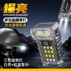 多功能LED照明燈90度折彎可攜式戶外露營燈帽夾尾部磁吸頭燈