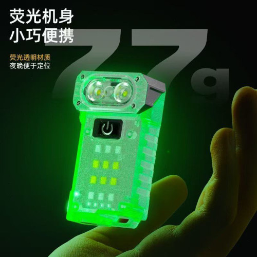 多功能LED照明燈90度折彎可攜式戶外露營燈帽夾尾部磁吸頭燈
