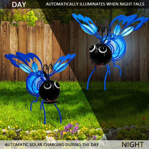 2 Pack Solar Powered Metal Butterfly Garden Lights, LED